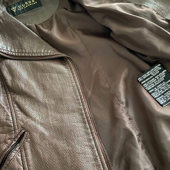 Guess Brown Snakeskin Faux Leather Jacket - Picture 6 of 8